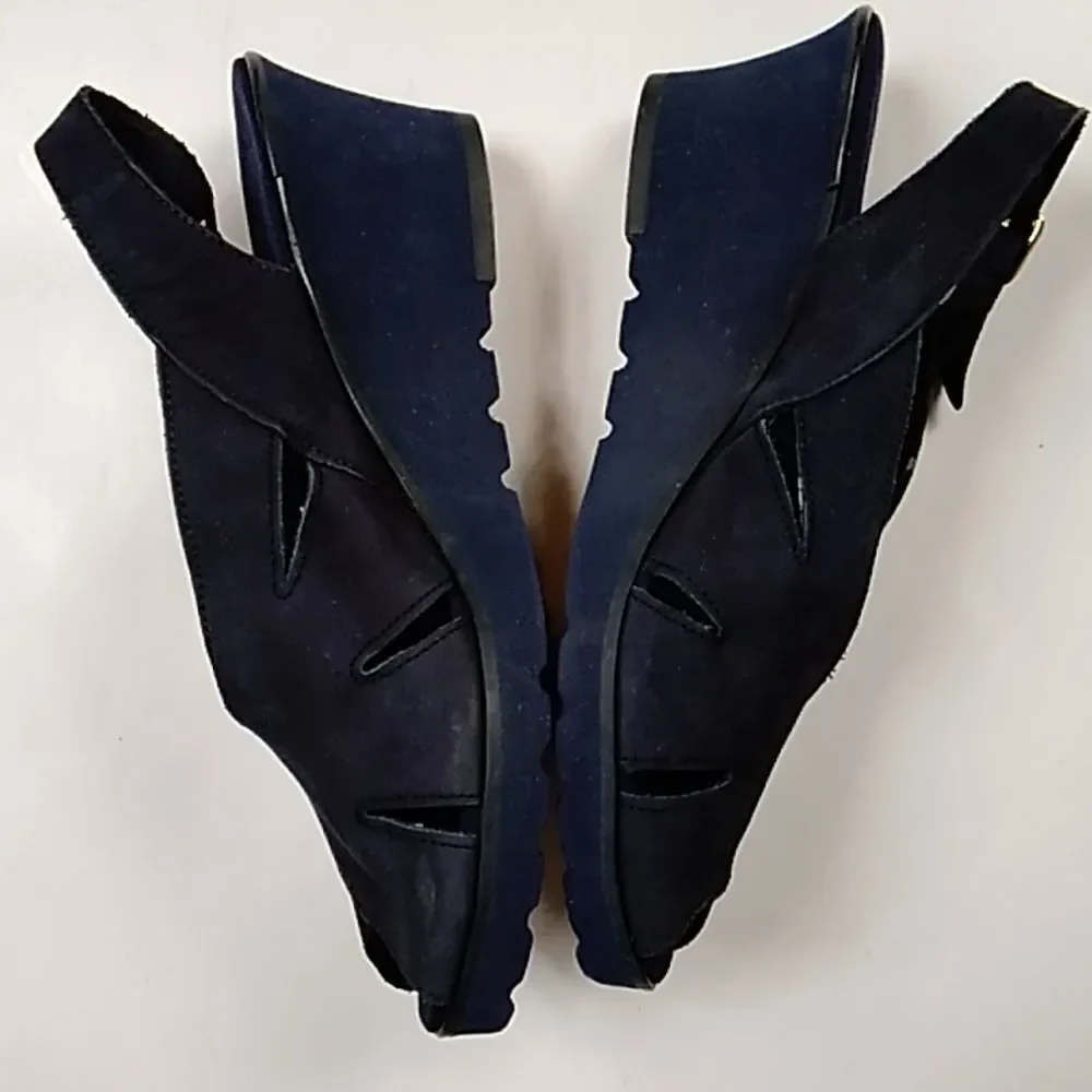 Vintage Andre Assous Made In Spain Handmade Suede Black Women Shoes Size 6